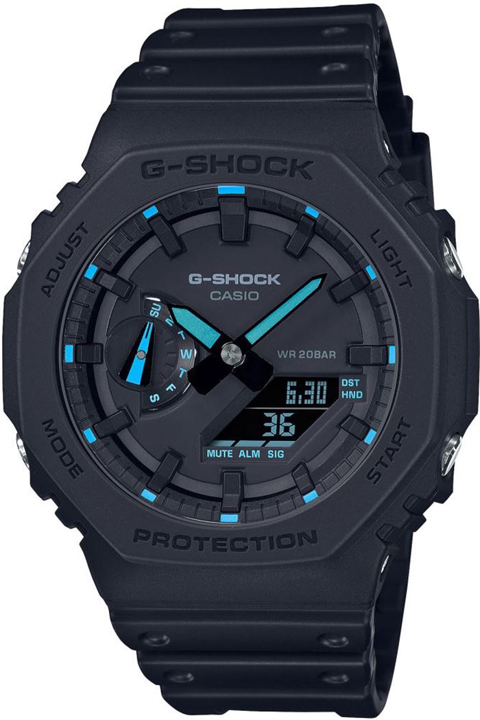 【中古美品】G-SHOCK 腕時計 GA-2100FL 青 黒 グレー A795 G-SHOCK ICONIC GA-2100FL-1ADR Kol Saati