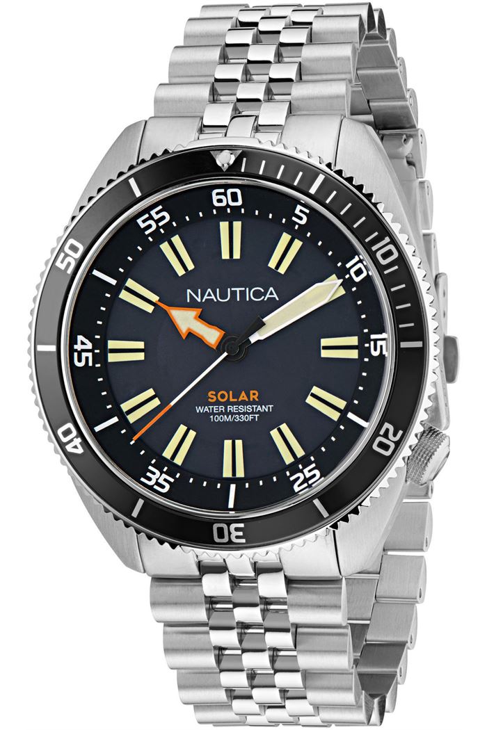 Nautica Orologio Uomo In Acciaio Inossidabile Riciclato - Quadrante Nero, Vetro Minerale, Impermeabile 100m, Modello NAPNVS405